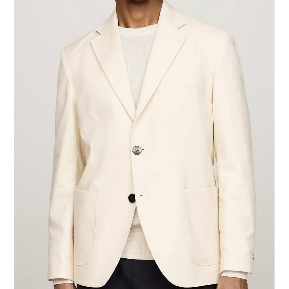 Tommy Hilfiger Casual Blazer Mens 42R EU 52 Beige Cotton Wool Blend Sport Coat